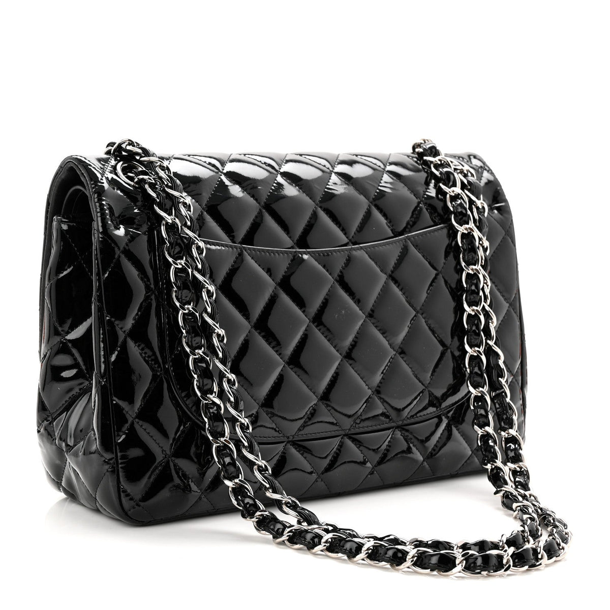 Patent Quilted Jumbo Double Flap Black At My store