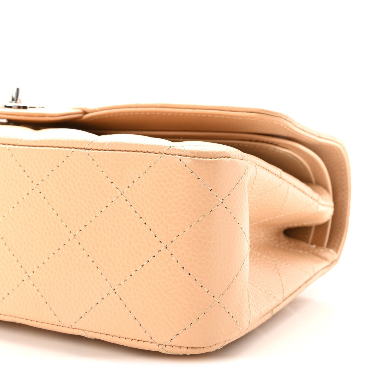 Caviar Quilted Medium Double Flap Beige At My store
