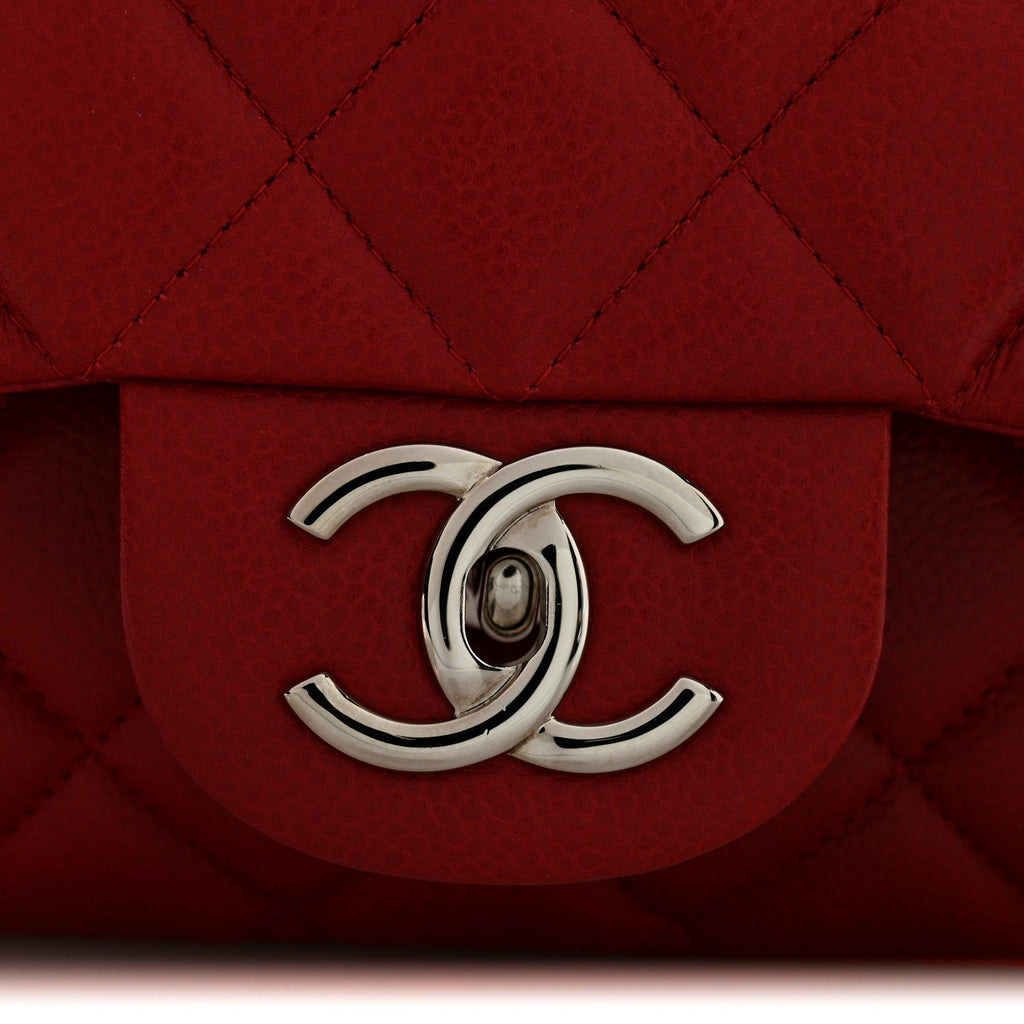 Caviar Quilted Maxi Double Flap Dark Red At My store