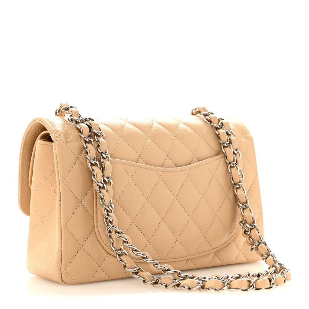 Caviar Quilted Small Double Flap Beige At My store