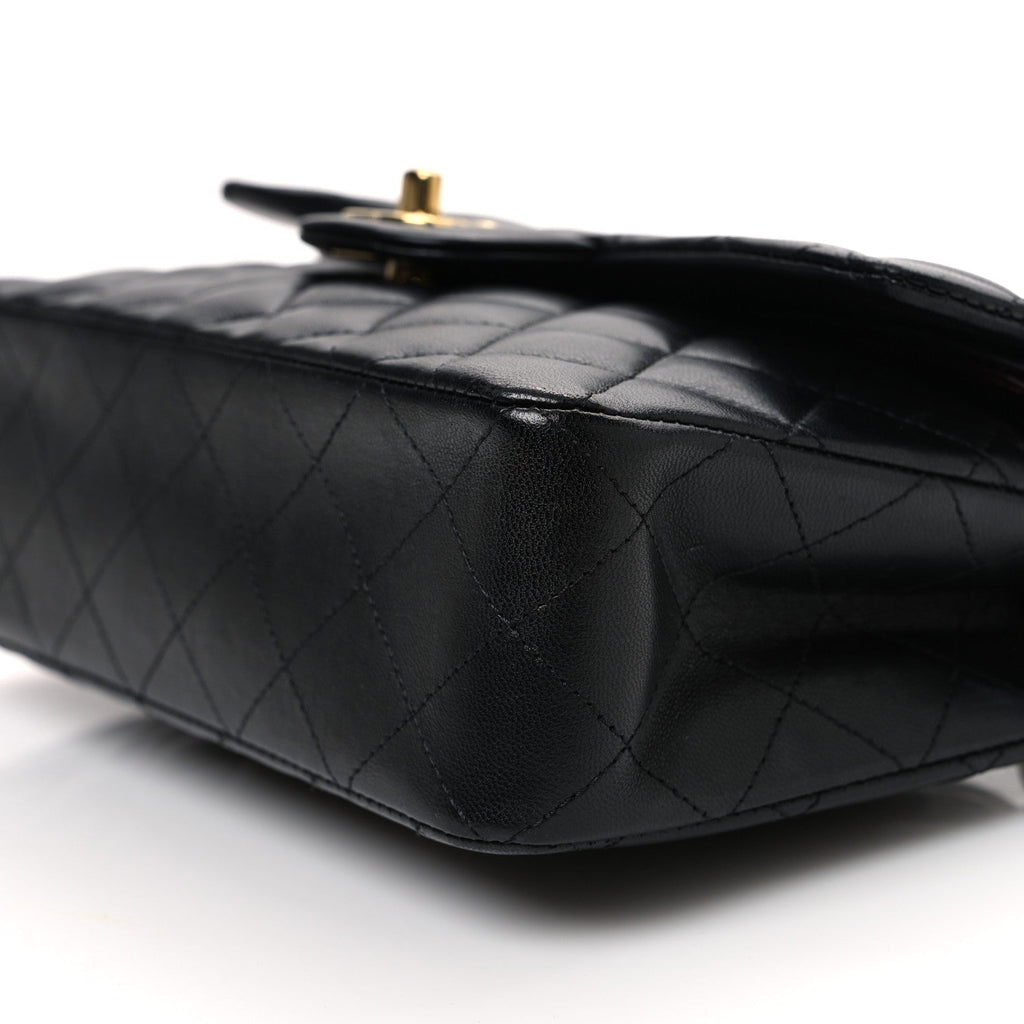 Lambskin Quilted Small Double Flap Black At My store