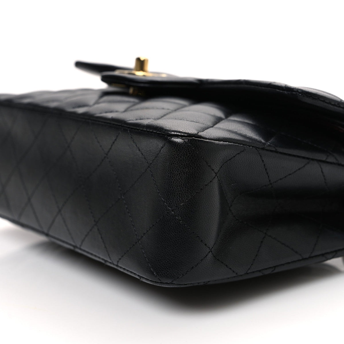 Lambskin Quilted Small Double Flap Black At My store