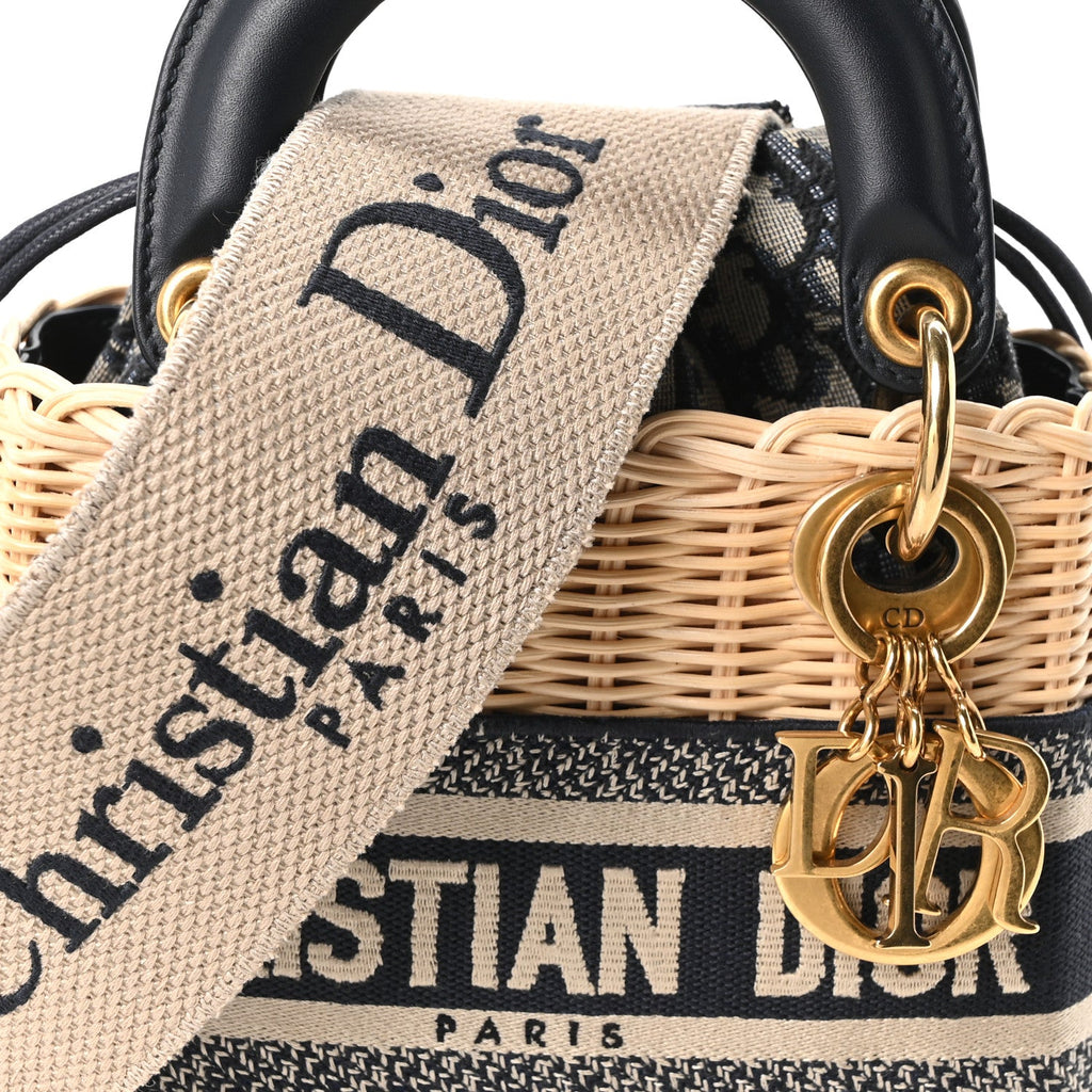 Wicker Oblique Mini Lady Dior Bag Blue AT My store