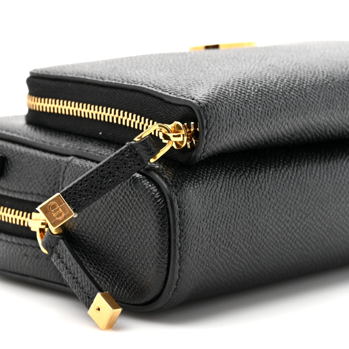 Grained Calfskin Caro Double Pouch Black AT My store
