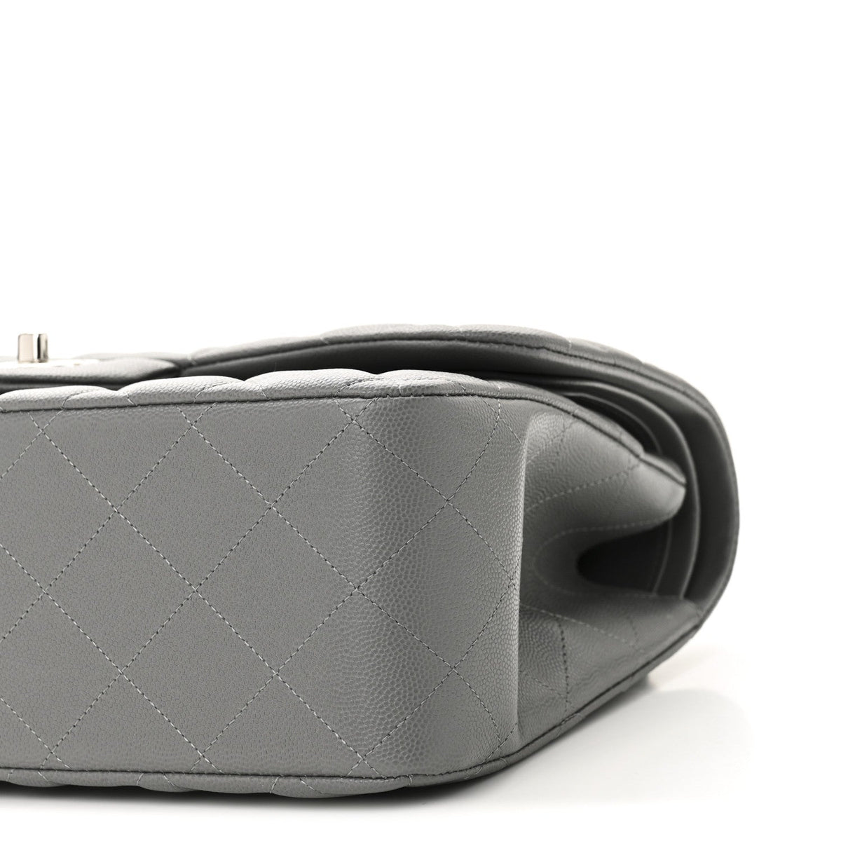 Caviar Quilted Jumbo Double Flap Grey At My store