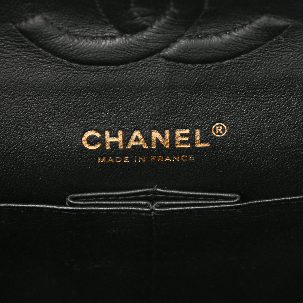 Lambskin Chevron Quilted Medium Double Flap Black At My store