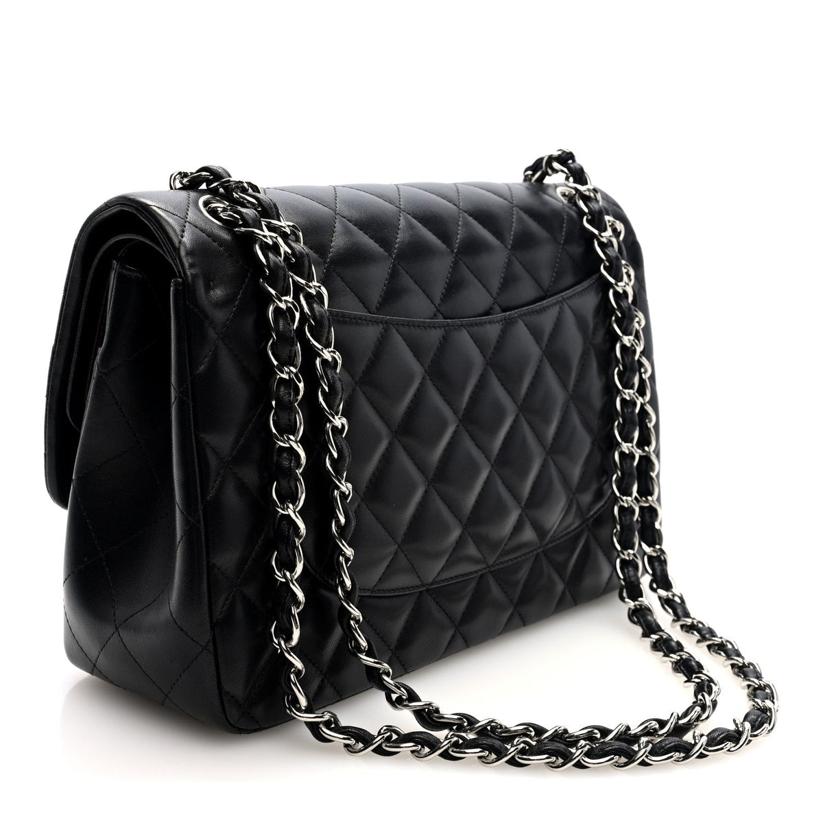 Lambskin Quilted Jumbo Double Flap Black At My store