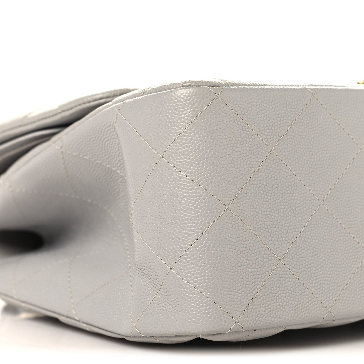 Caviar Quilted Jumbo Double Flap Grey At My store