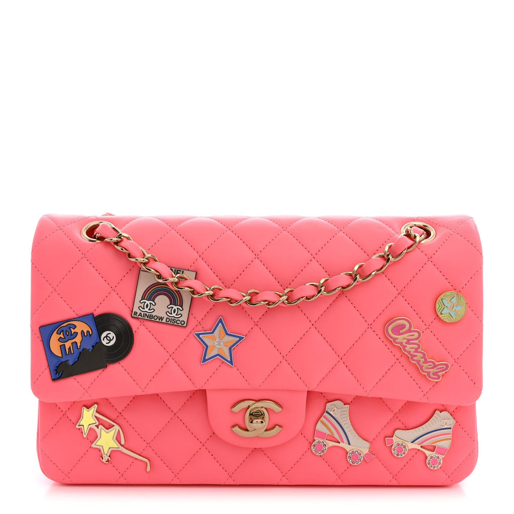 Lambskin Quilted Medium Hollywood Charms Double Flap Coral Pink At My store