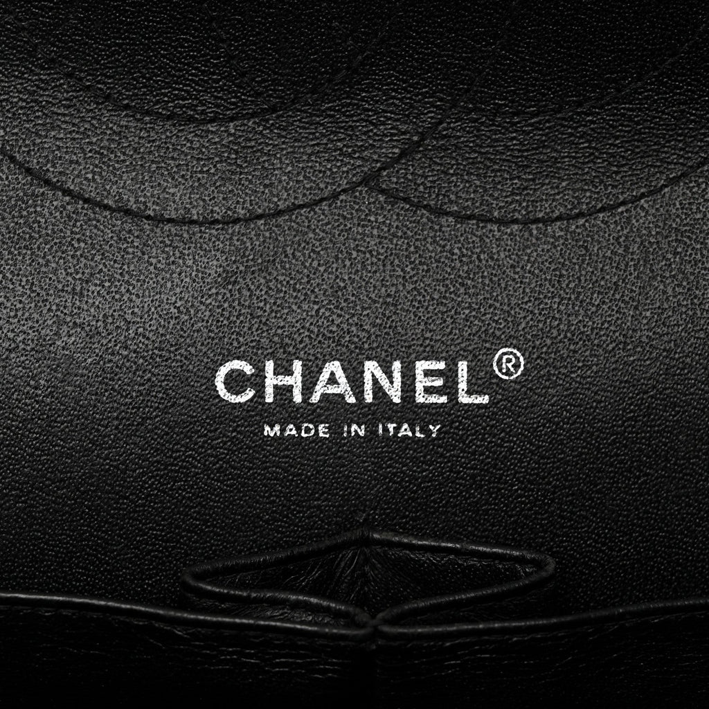 Patent Chevron Quilted Jumbo Double Flap Black At My store