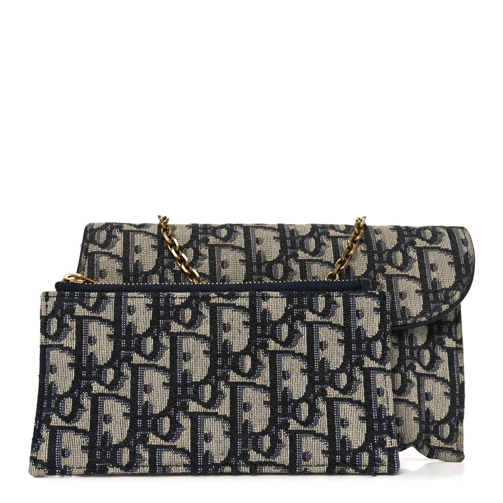 Oblique Small Saddle Chain Pouch Blue AT My store