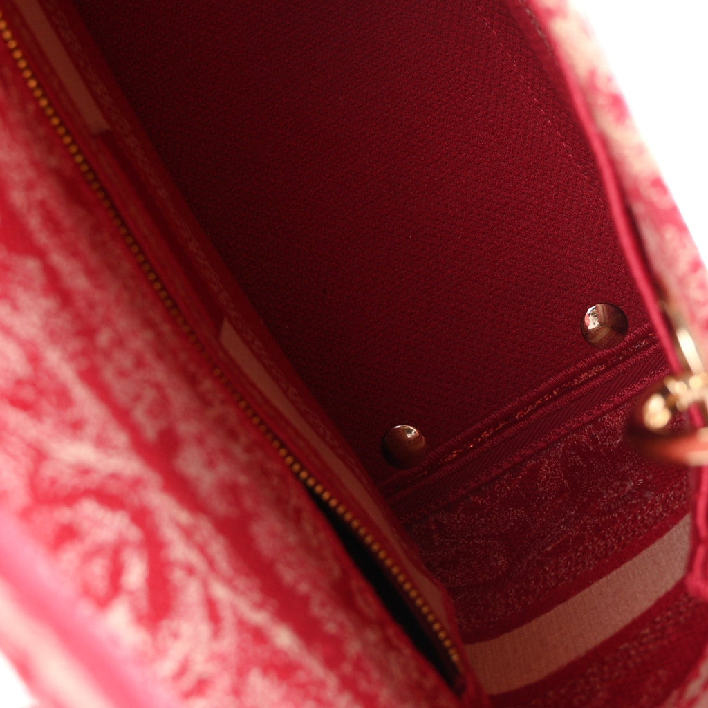 Canvas Toile De Jouy Reverse Embroidered Medium Lady D-Lite Red AT My store