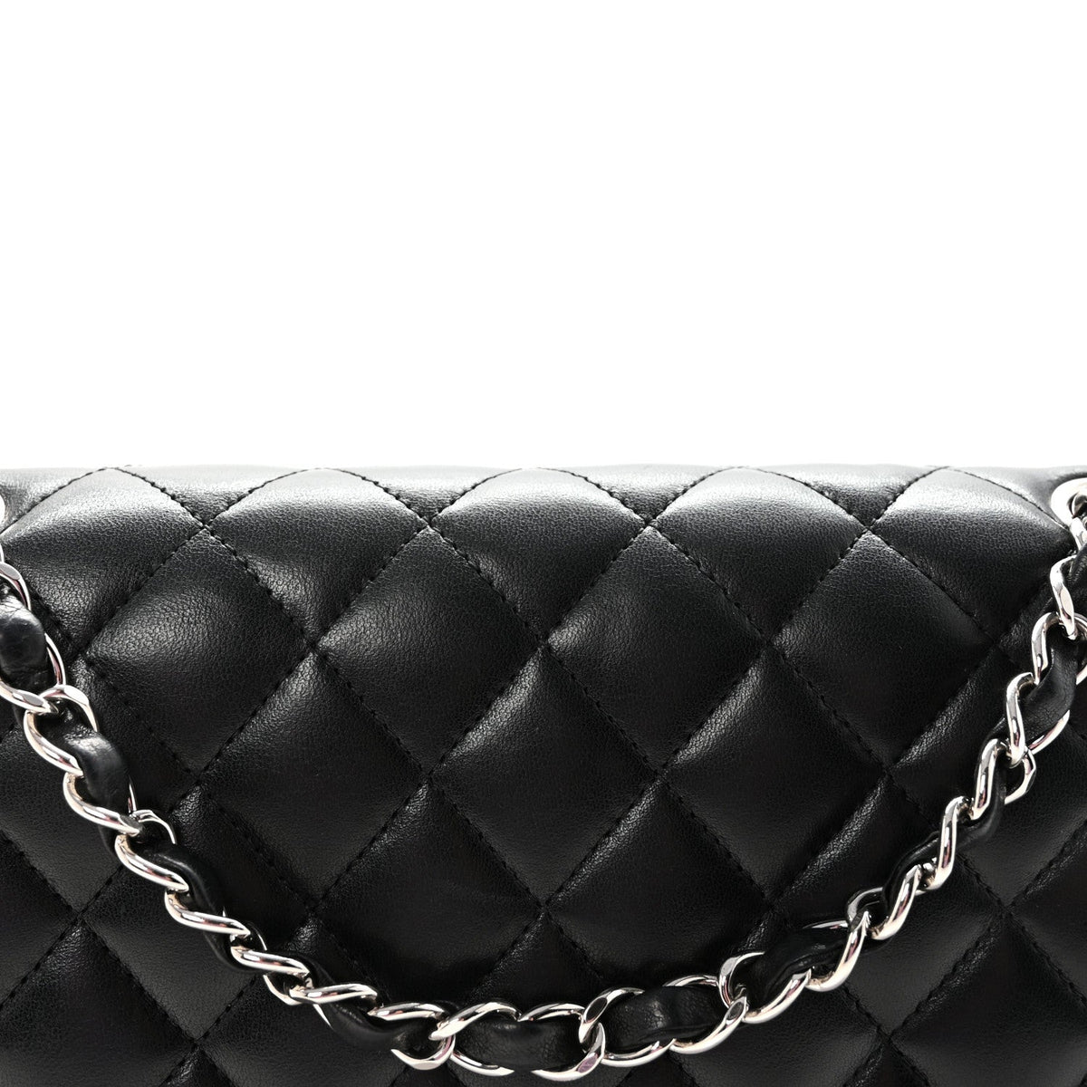 Lambskin Quilted Medium Double Flap Black At My store
