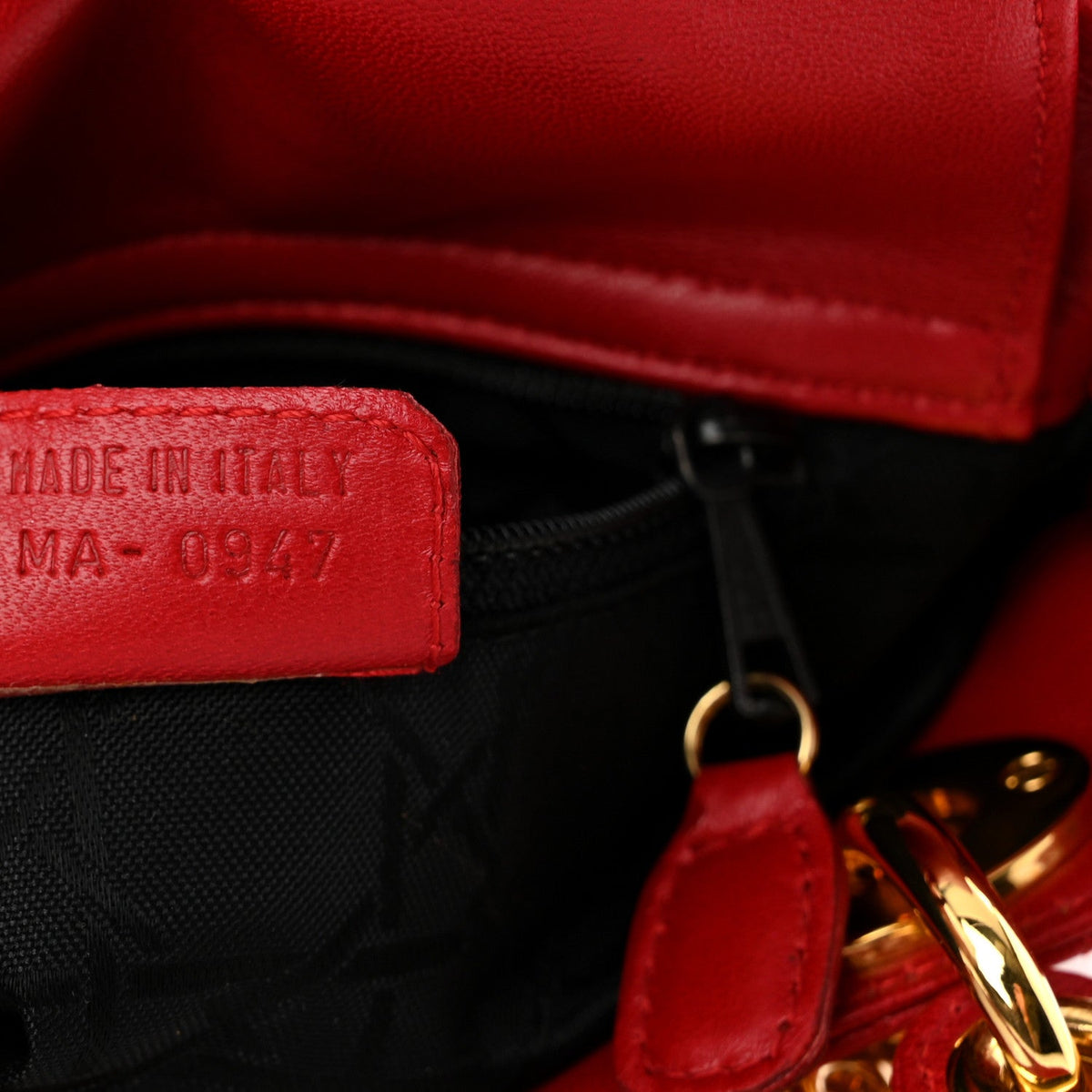 Lambskin Cannage Mini Lady Dior Red AT My store