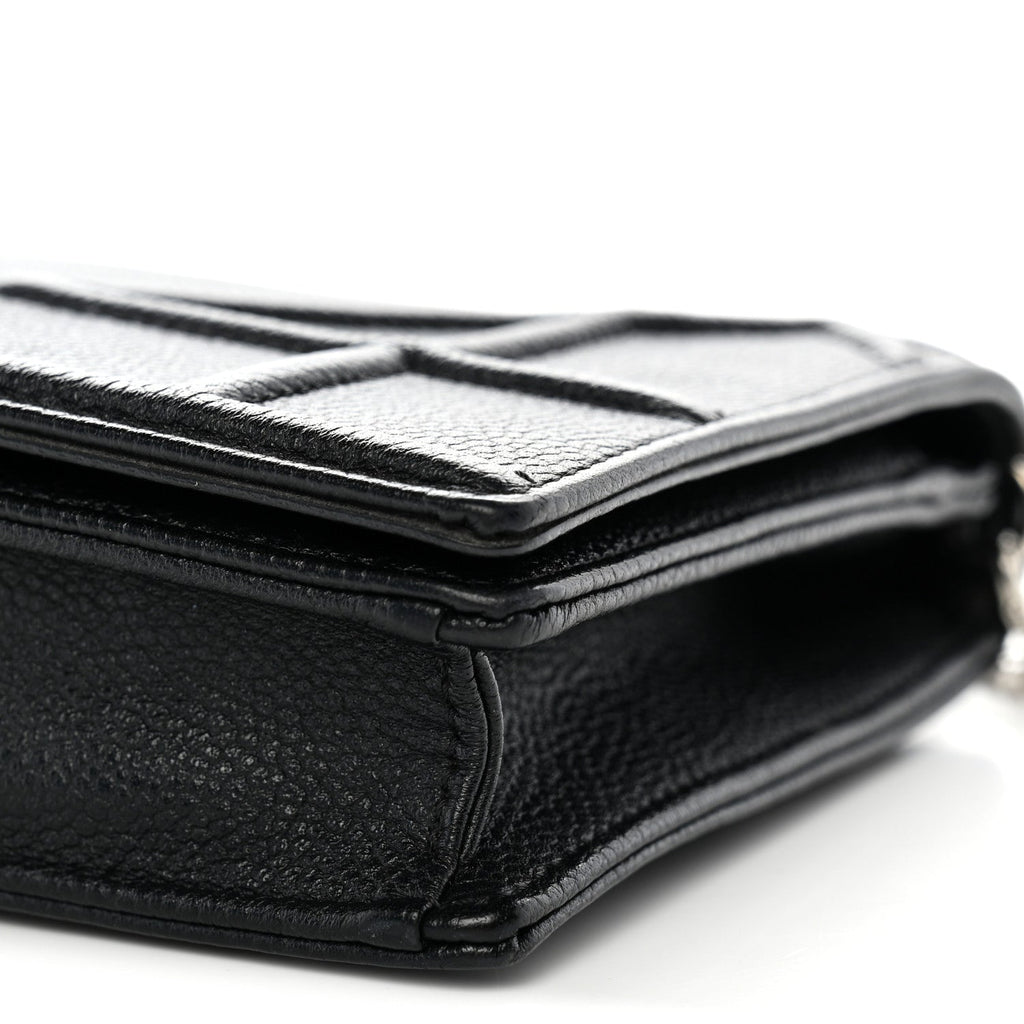 Grained Calfskin Diorama Wallet on Chain Pouch Black AT My store
