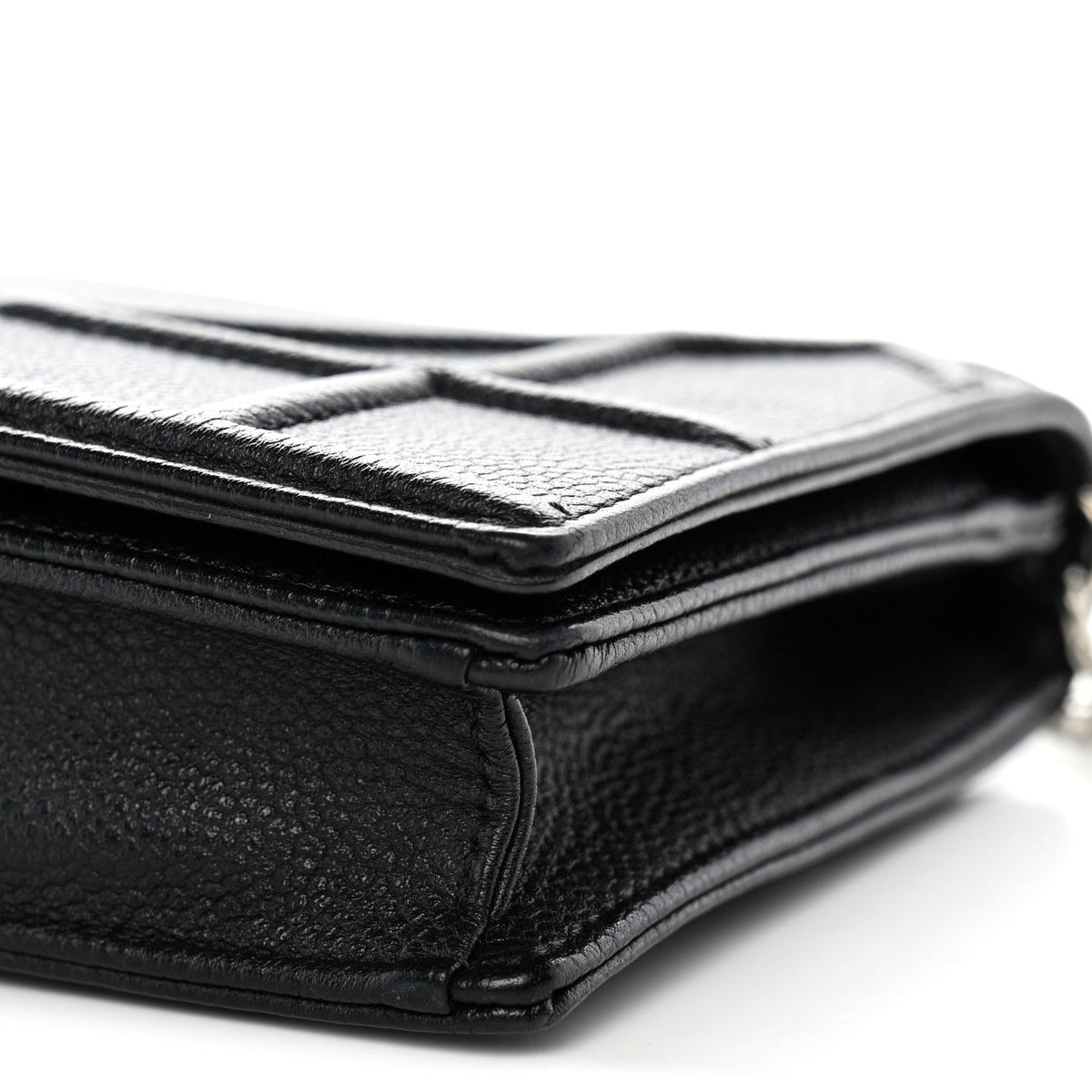 Grained Calfskin Diorama Wallet on Chain Pouch Black AT My store