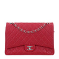 Caviar Quilted Maxi Double Flap Dark Red At My store
