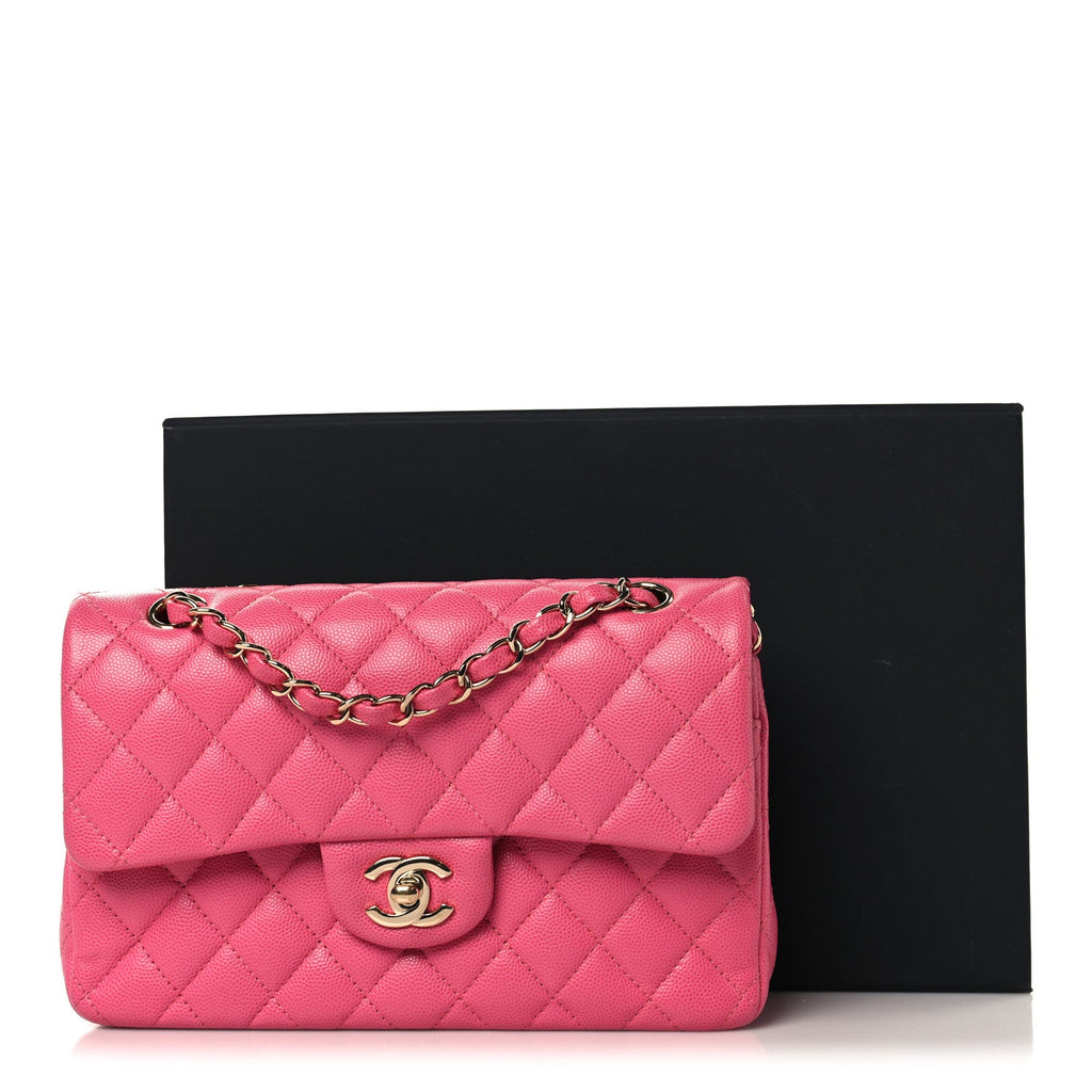 Caviar Quilted Small Double Flap Pink At My store