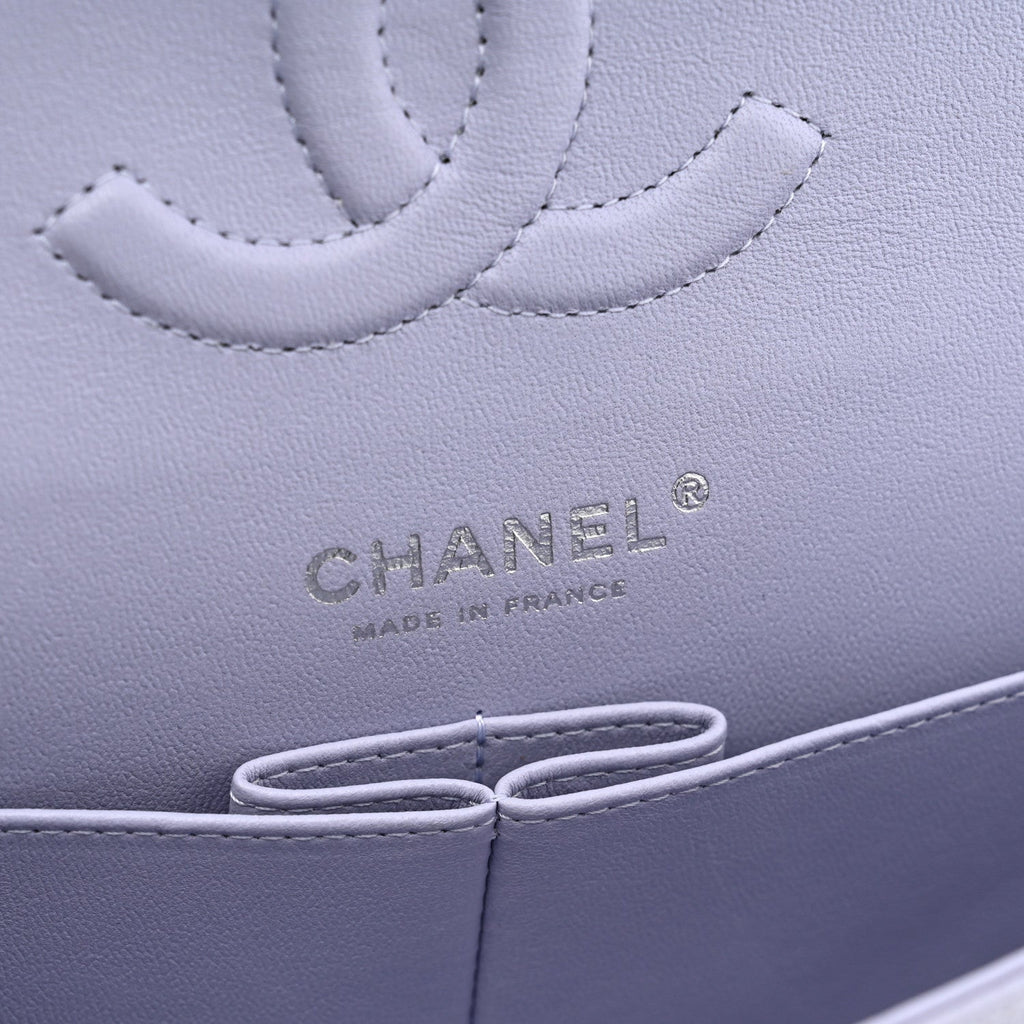 Caviar Quilted Medium Double Flap Light Purple At My store