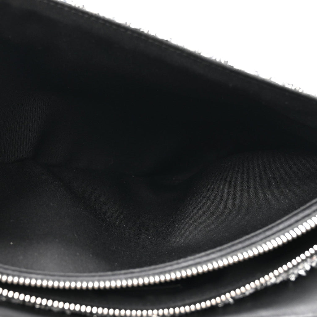 Tweed Saddle Crossbody Bag Black Silver AT My store