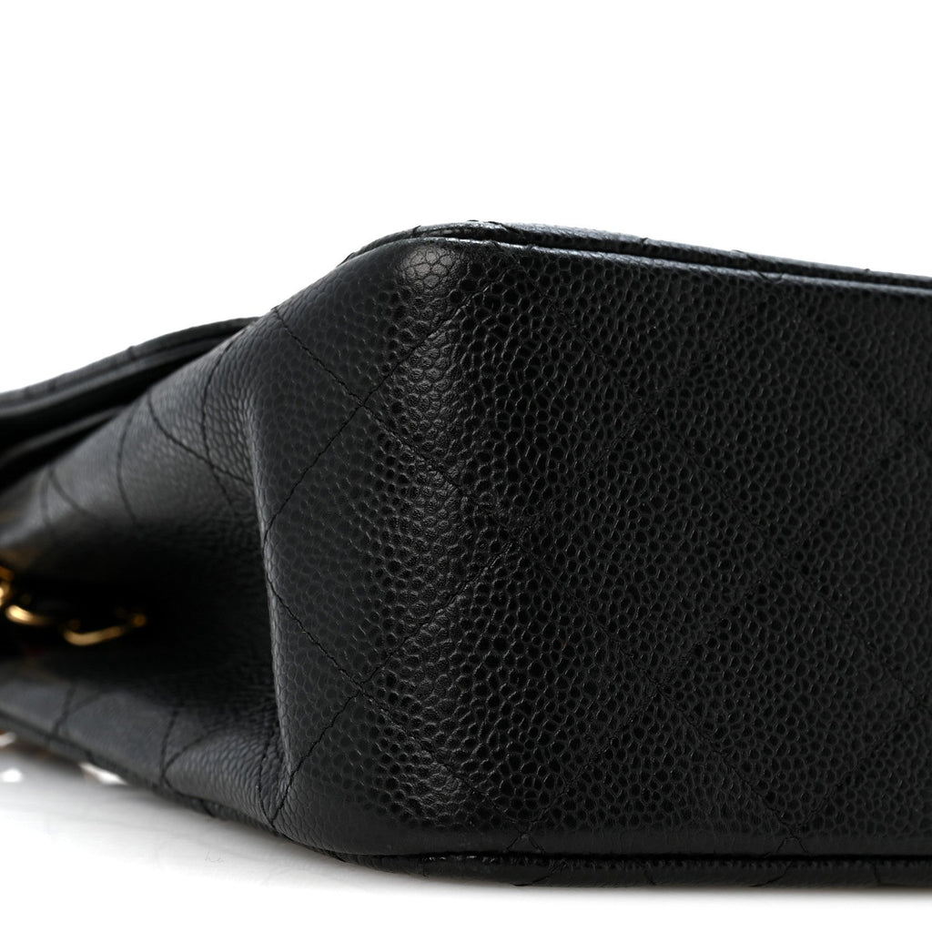 Caviar Quilted Jumbo Double Flap Black At My store