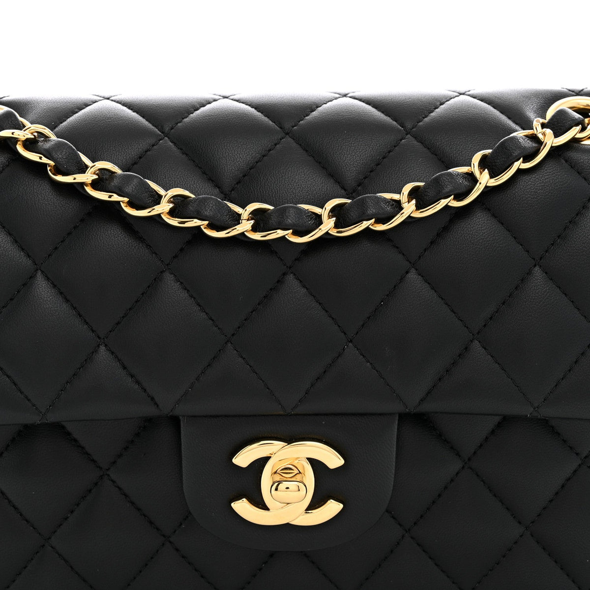 Lambskin Quilted Small Double Flap Black At My store