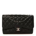 Caviar Quilted Jumbo Double Flap Black At My store