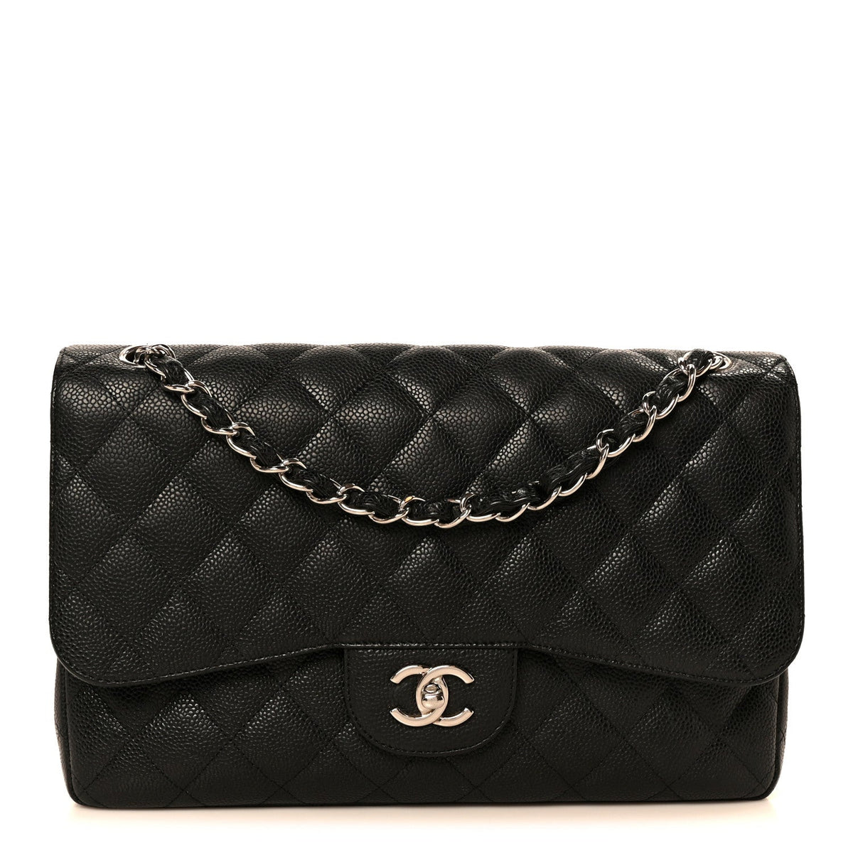 Caviar Quilted Jumbo Double Flap Black At My store