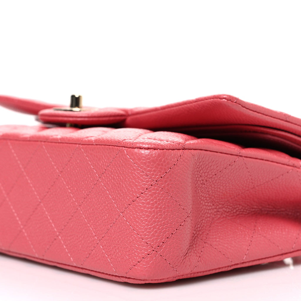 Caviar Quilted Medium Double Flap Pink At My store
