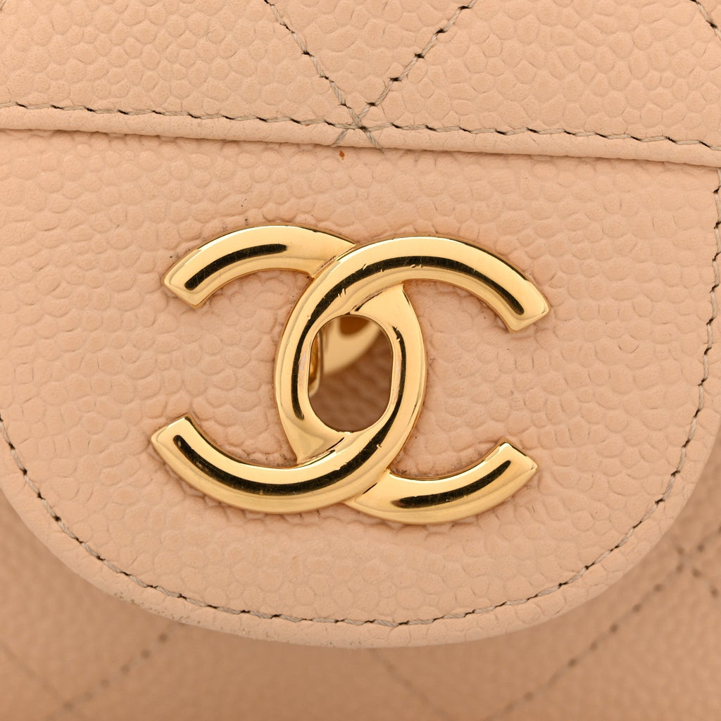 Caviar Quilted Jumbo Double Flap Beige Clair At My store