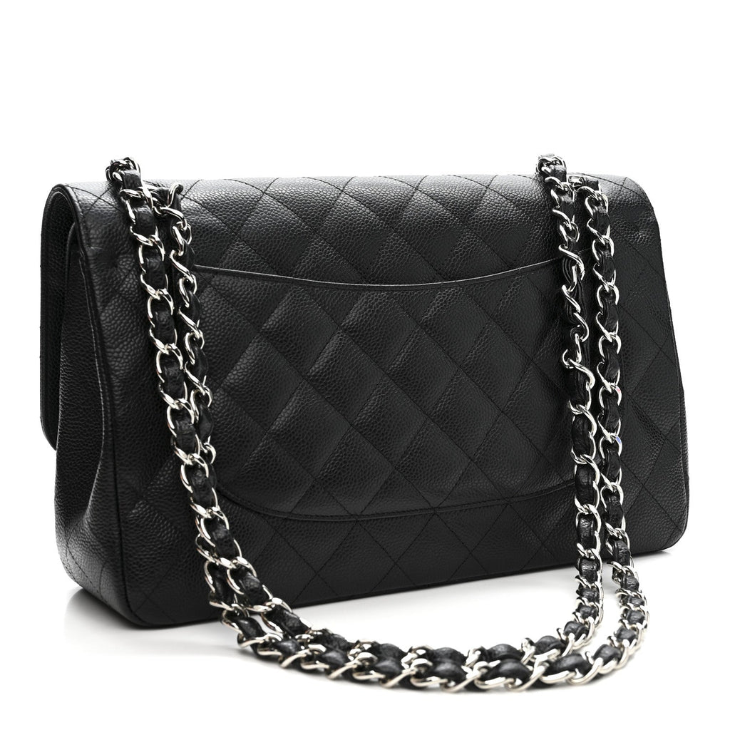 Caviar Quilted Jumbo Double Flap Black At My store