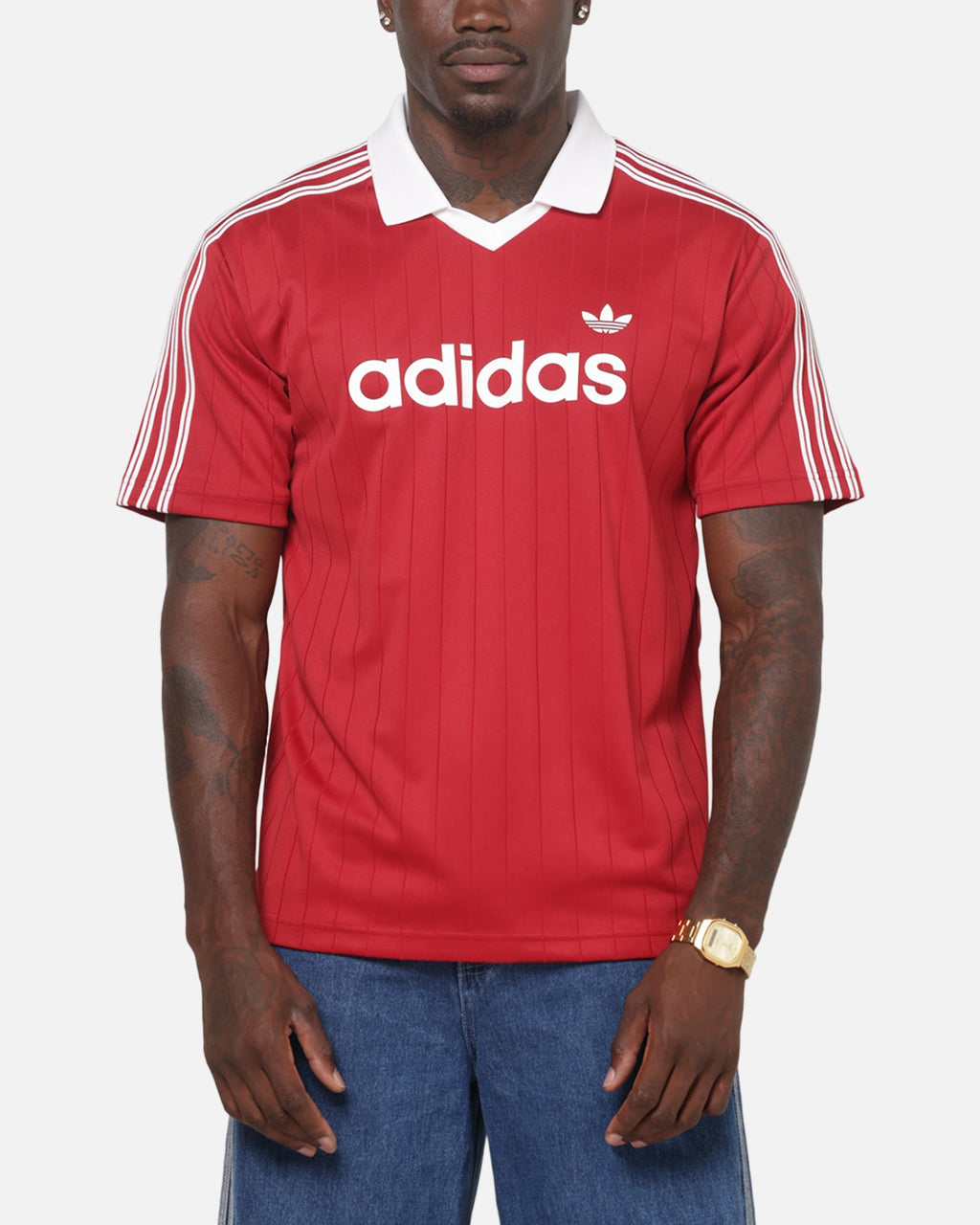 Best-Selling Adidas Drop Needle Pinstripe Jersey Red