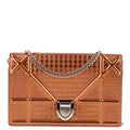 Metallic Patent Micro-Cannage Diorama Wallet on Chain Pouch Orange AT My store