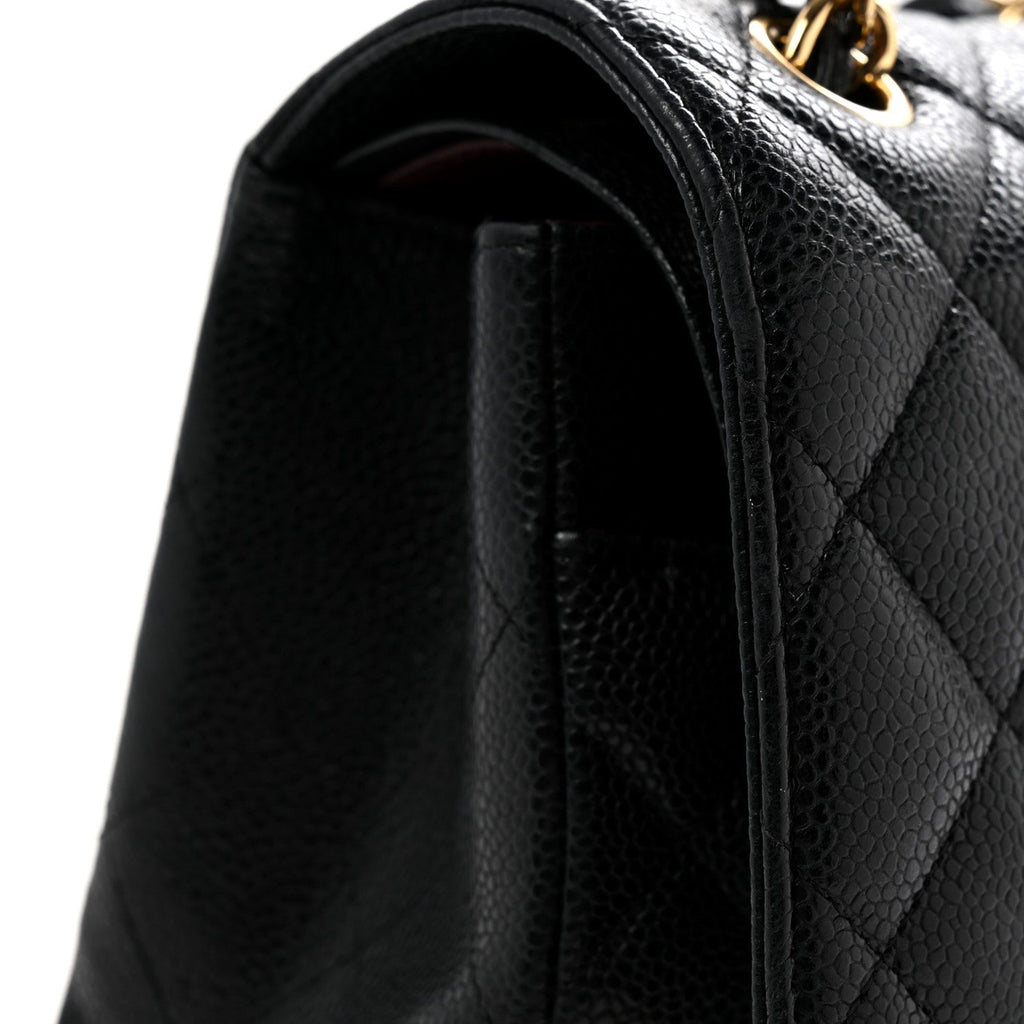 Caviar Quilted Jumbo Double Flap Black At My store
