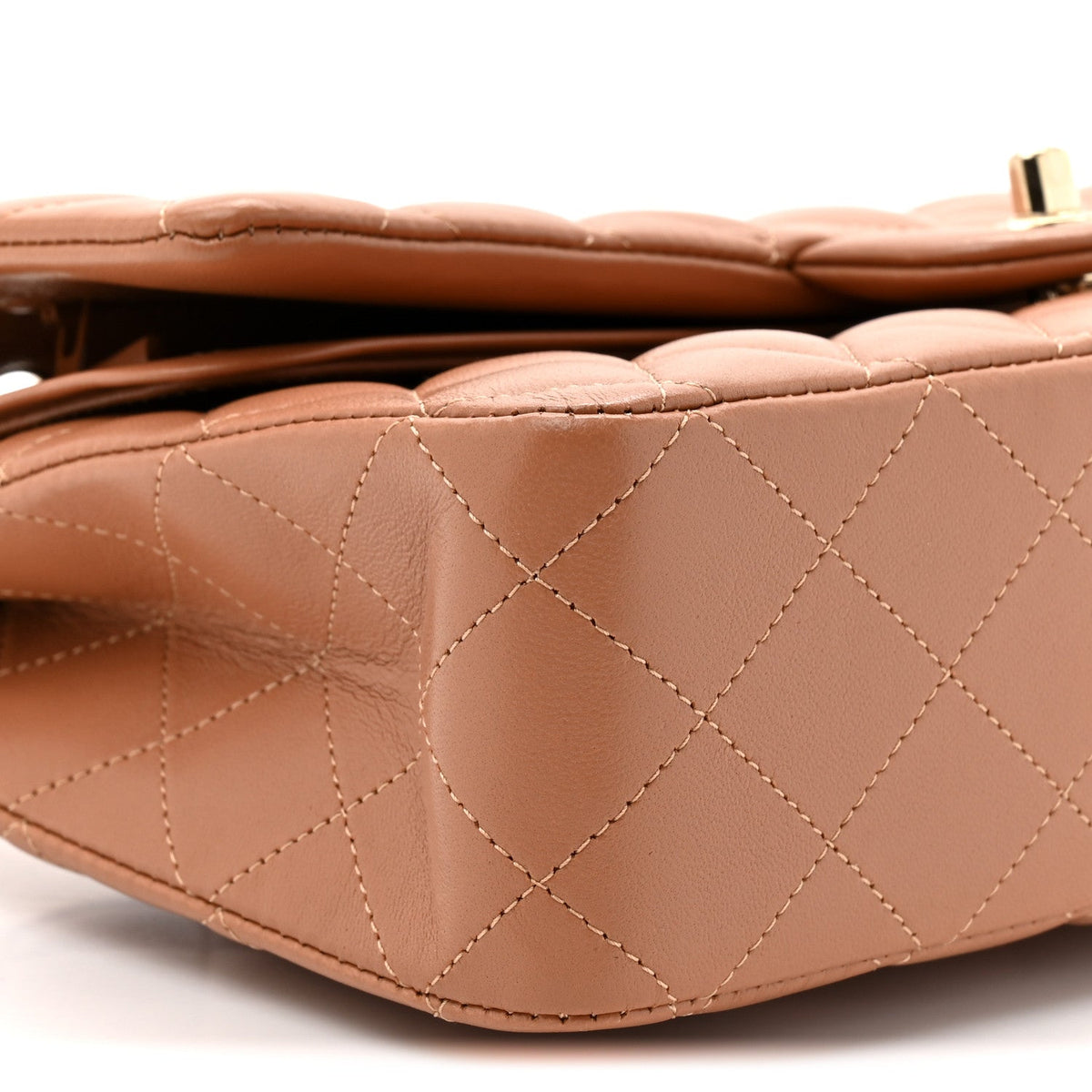 Lambskin Quilted Medium Double Flap Brown At My store