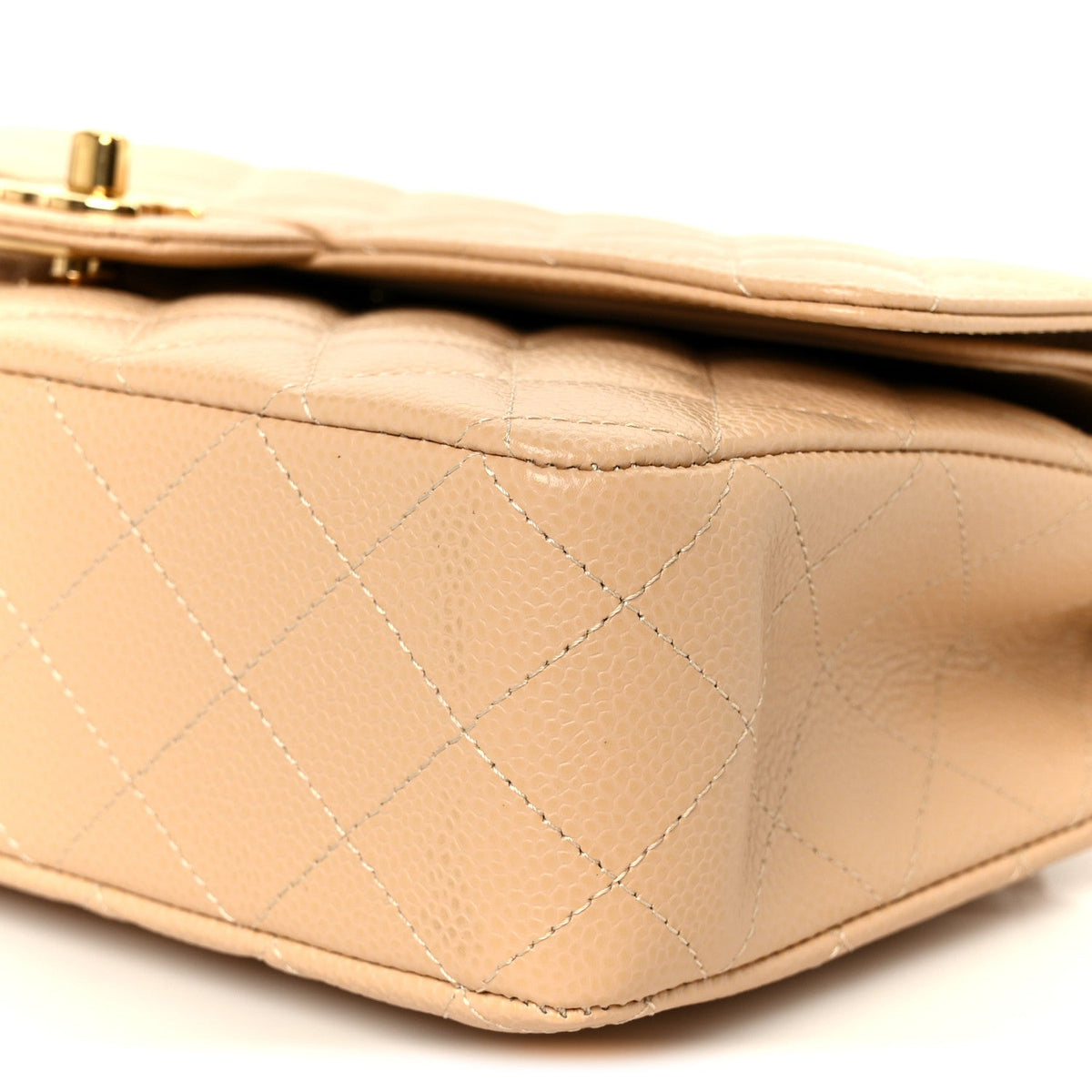 Caviar Quilted Medium Double Flap Beige At My store