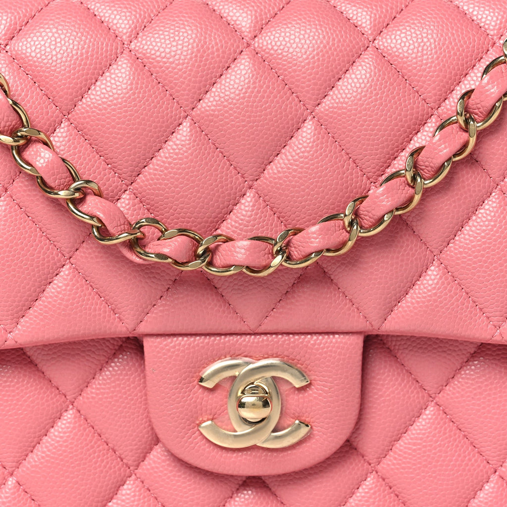 Caviar Quilted Medium Double Flap Pink At My store