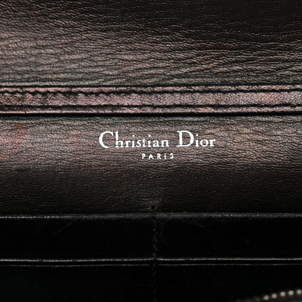 Grained Calfskin Diorama Wallet on Chain Pouch Black AT My store