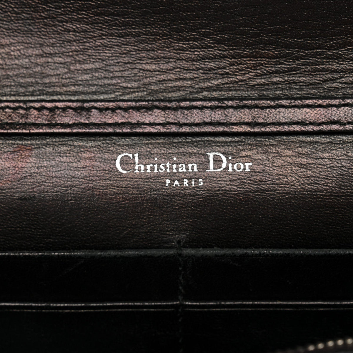 Grained Calfskin Diorama Wallet on Chain Pouch Black AT My store
