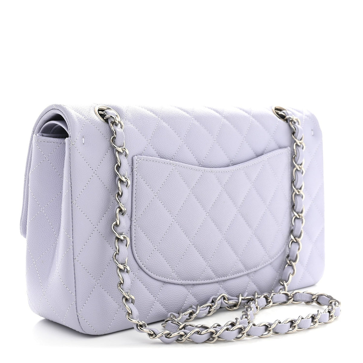 Caviar Quilted Medium Double Flap Light Purple At My store