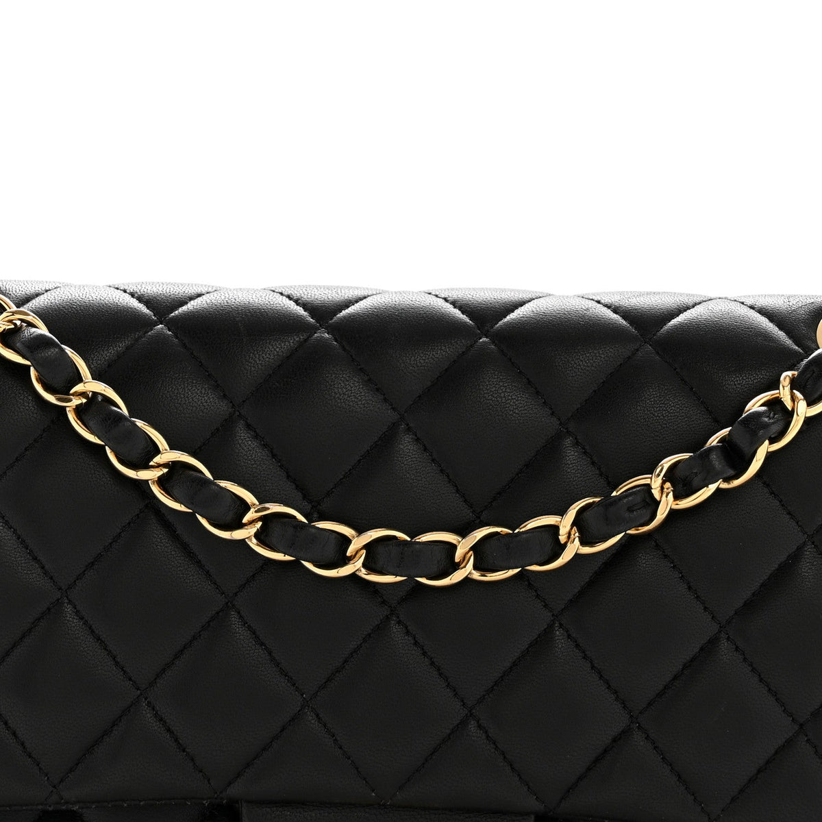 Lambskin Quilted Medium Double Flap Black At My store
