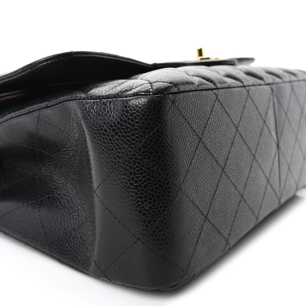 Caviar Quilted Jumbo Double Flap Black At My store
