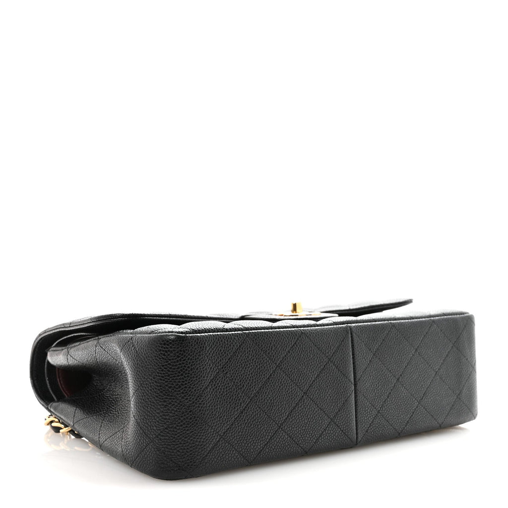 Caviar Quilted Jumbo Double Flap Black At My store