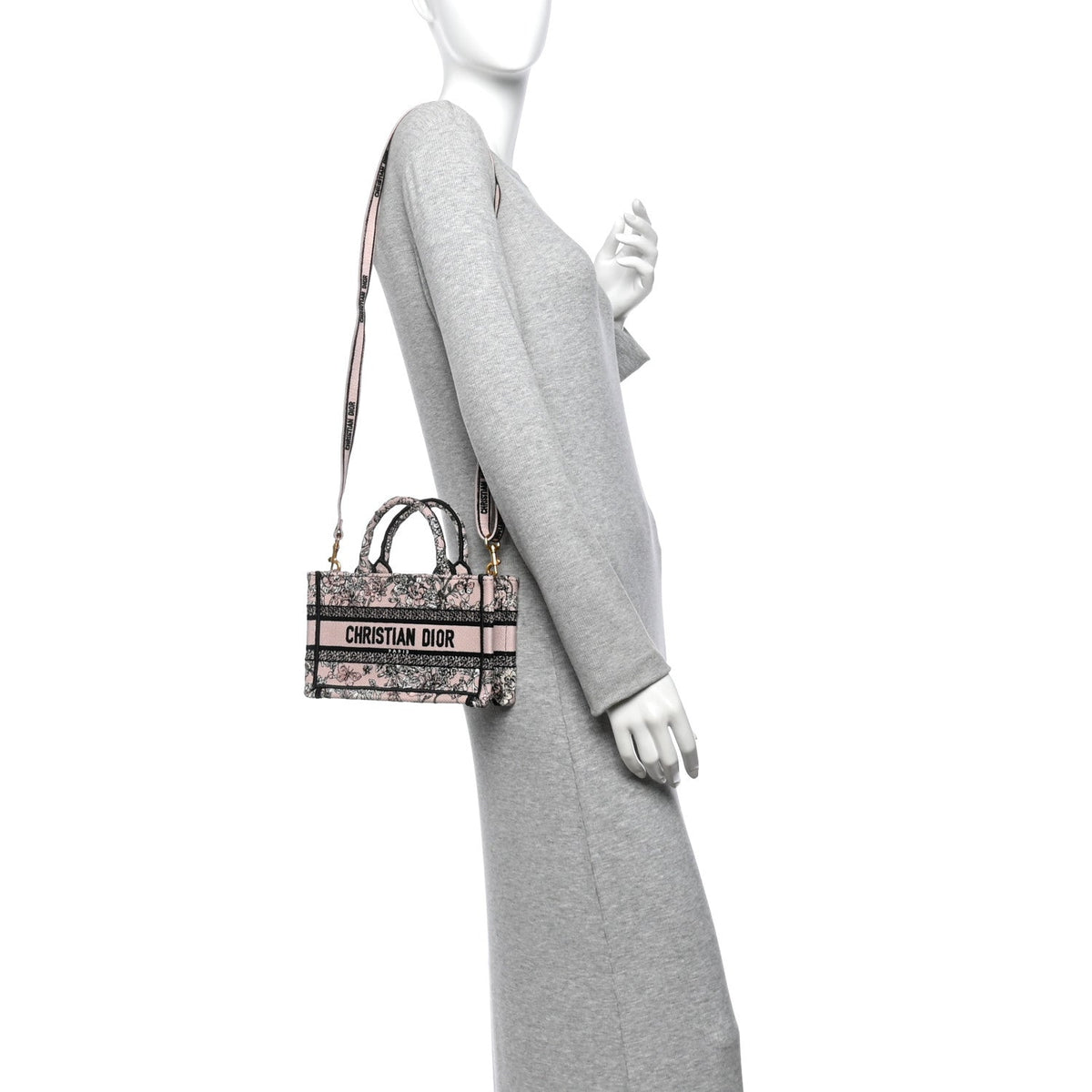 Canvas Embroidered Mini Book Tote With Strap Pink Multicolor AT My store