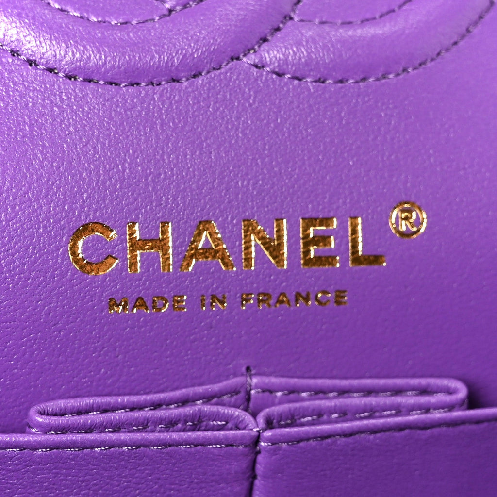 Caviar Quilted Small Double Flap Purple At My store