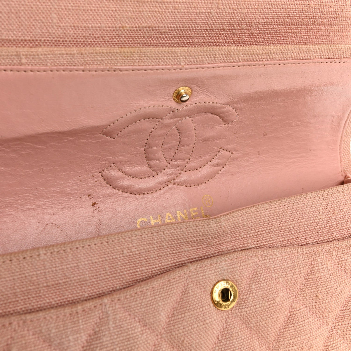 Canvas Quilted Small Double Flap Light Pink At My store