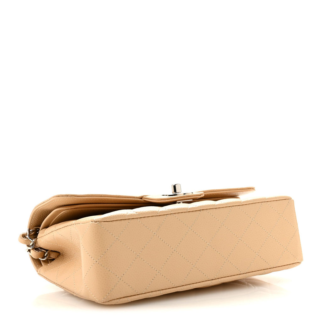 Caviar Quilted Small Double Flap Beige At My store