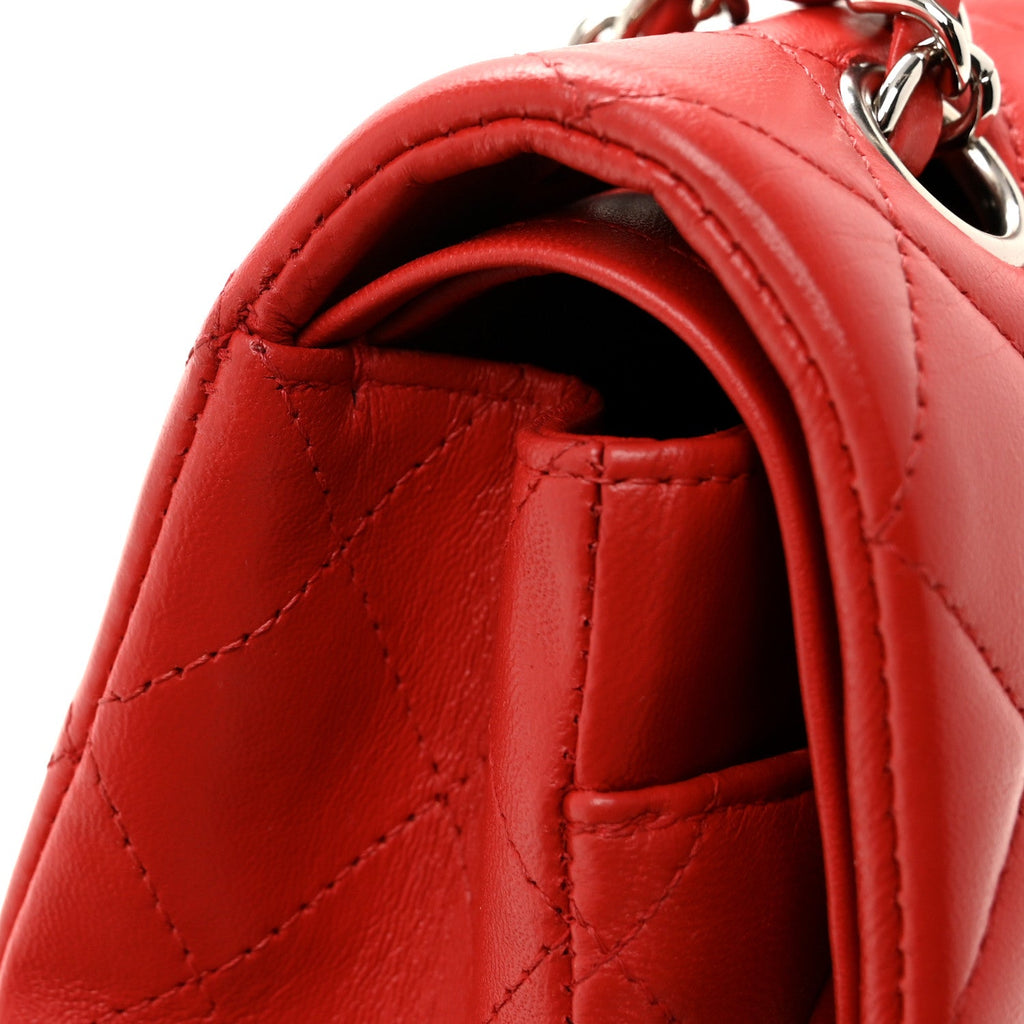 Lambskin Quilted Medium Double Flap Red At My store