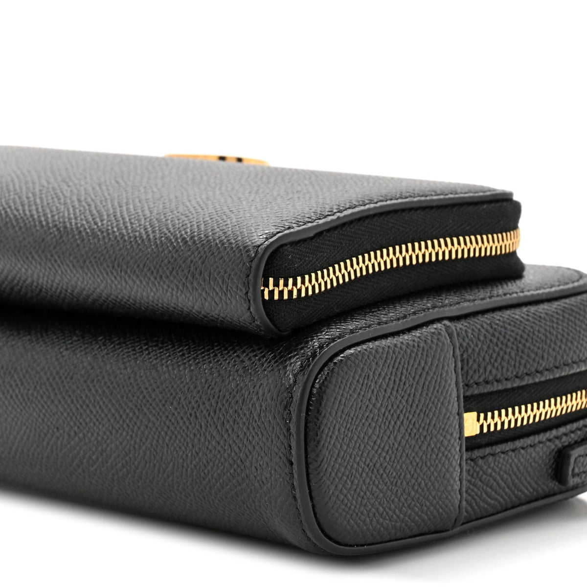 Grained Calfskin Caro Double Pouch Black AT My store