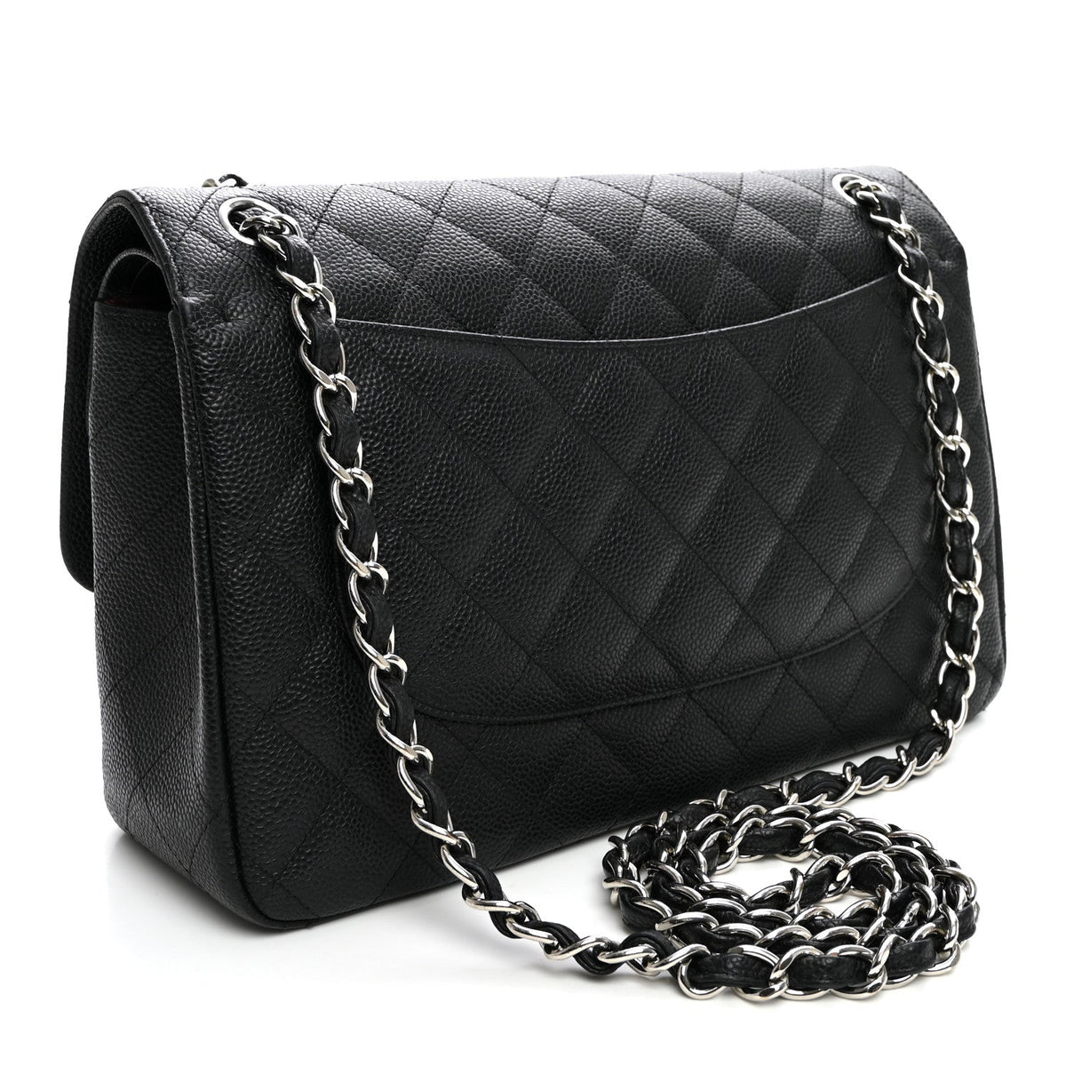 Caviar Quilted Jumbo Double Flap Black At My store